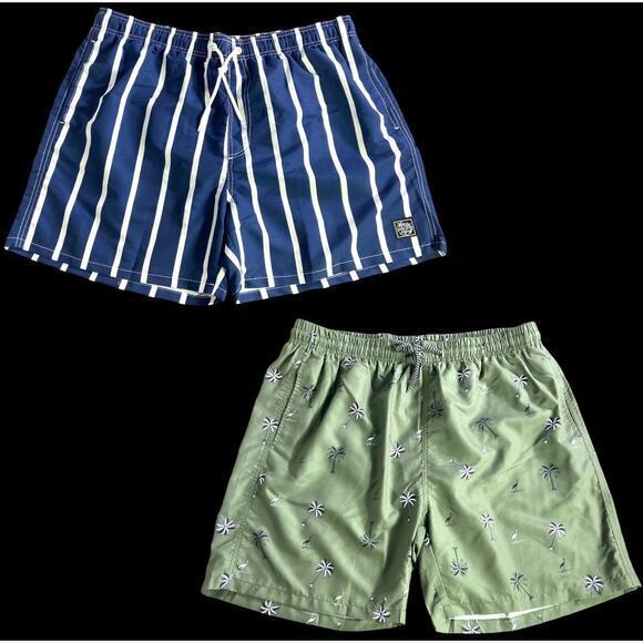 Manfinity Lot Of 2 Swim Shorts Tropical Drawstrings Pockets Mens Size XXL New - Picture 1 of 16